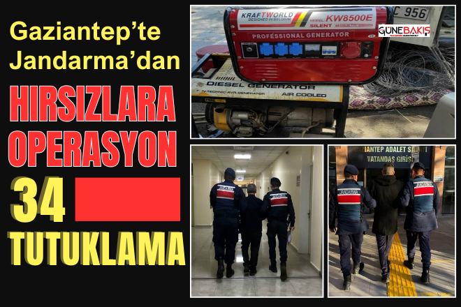 Gaziantep’te Jandarma’dan hırsızlara operasyon: 34 tutuklama