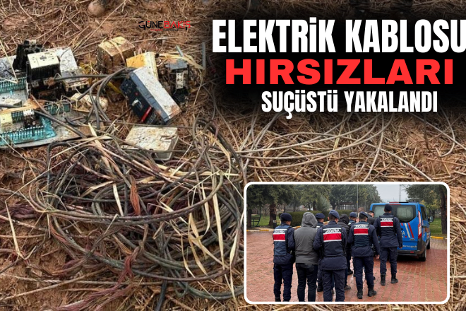 Oğuzeli’nde trafodan elektrik kablosu çalan 3 şahsa Jandarma’dan suçüstü