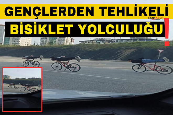 Gaziantep'te gençlerden tehlikeli bisiklet yolculuğu!