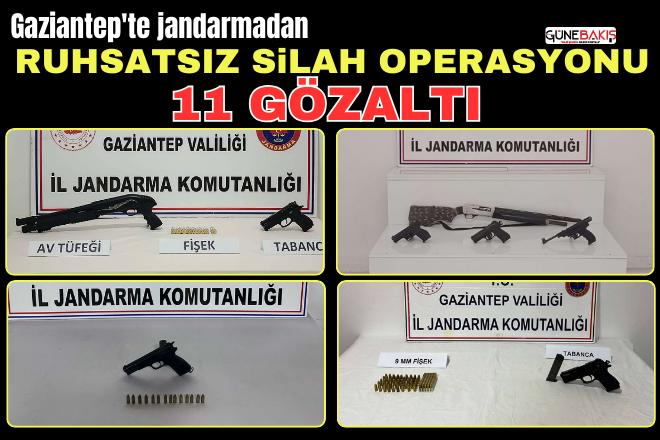 Gaziantep'te jandarmadan ruhsatsız silah operasyonu: 11 gözaltı