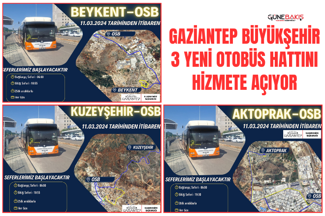 Gaziantep Büyükşehir 3 yeni otobüs hattını hizmete açıyor