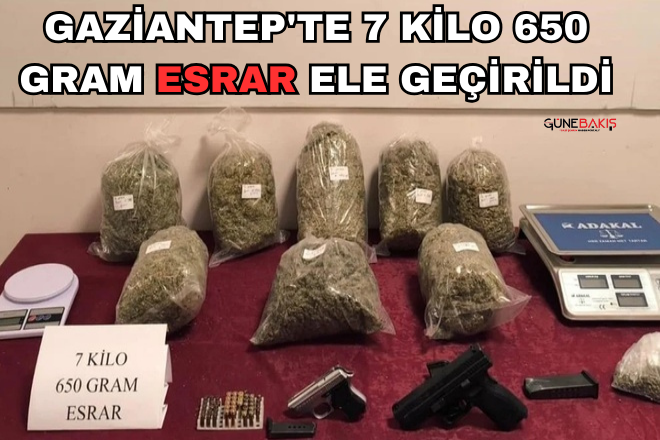 Gaziantep'te 7 kilo 650 gram esrar ele geçirildi