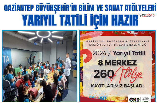 Gaziantep Büyükşehir’in bilim ve sanat atölyeleri yarıyıl tatili için hazır