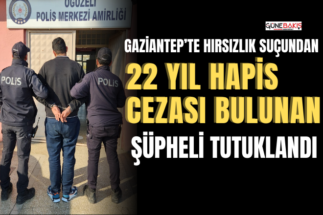Gaziantep’te hırsızlık suçundan 22 yıl hapis cezası bulunan şüpheli tutuklandı