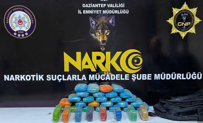 Gaziantep'te 16 kilo 650 gram eroin ele geçirildi