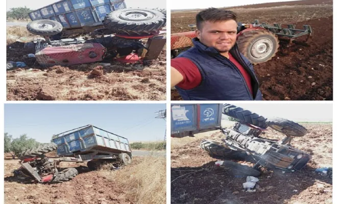 Takla atan traktörden yara almadan kurtuldu 