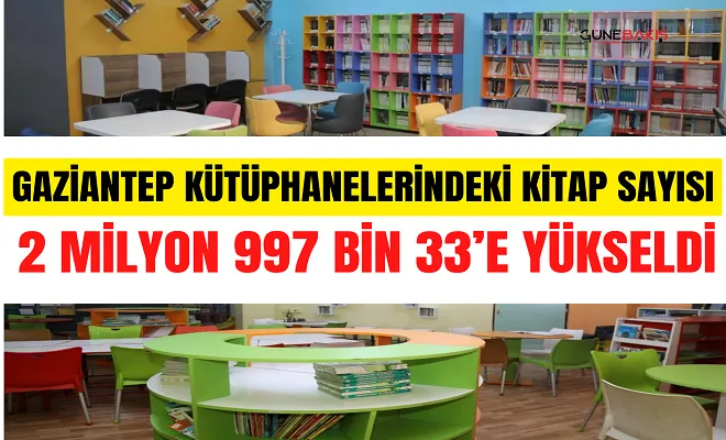 Gaziantep kütüphanelerindeki kitap sayısı 2 milyon 997 bin 33’e yükseldi