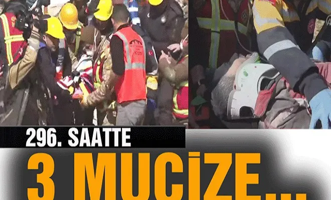 Hatay'da mucize! 296. saatte 3 kişi enkaz altından çıkarıldı