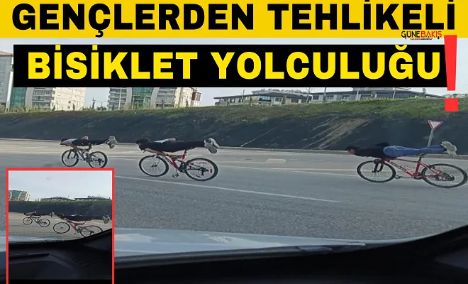 Gaziantep'te gençlerden tehlikeli bisiklet yolculuğu!