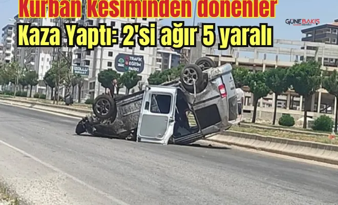 Kurban kesiminden dönenler kaza yaptı: 2'si ağır 5 yaralı