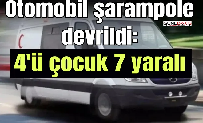 Otomobil şarampole devrildi: 4'ü çocuk 7 yaralı