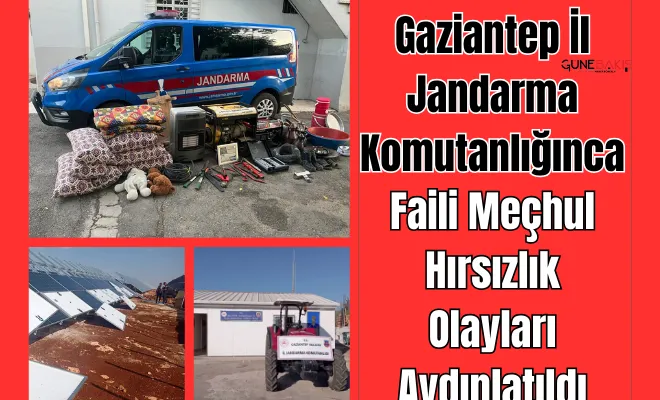 Gaziantep İl Jandarma Komutanlığınca faili meçhul hırsızlık olayları aydınlatıldı