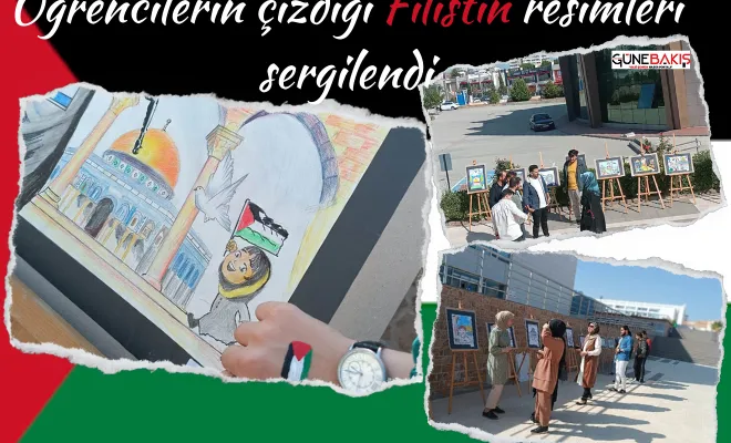 Öğrencilerin çizdiği Filistin resimleri sergilendi