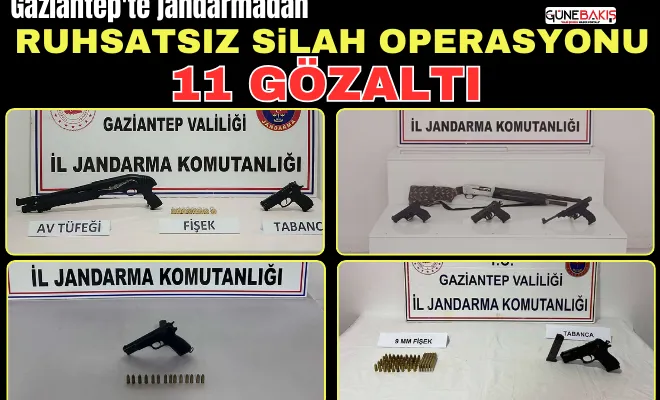 Gaziantep'te jandarmadan ruhsatsız silah operasyonu: 11 gözaltı