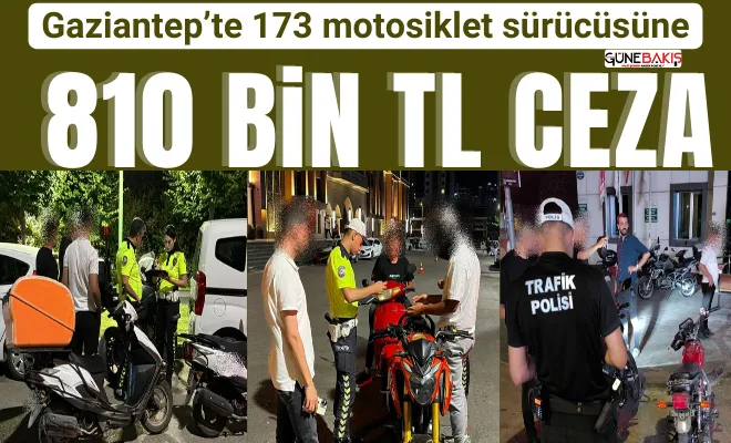Gaziantep’te 173 motosiklet sürücüsüne 810 bin TL ceza