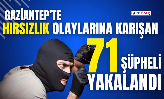 Gaziantep’te hırsızlık olaylarına karışan 71 şüpheli yakalandı