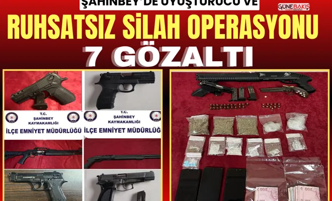 Şahinbey’de uyuşturucu ve ruhsatsız silah operasyonu: 7 gözaltı