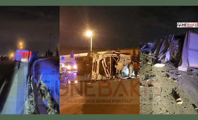 Gaziantep Doğu Gişelerinde tır devrildi: Sürücü hayatını kaybetti