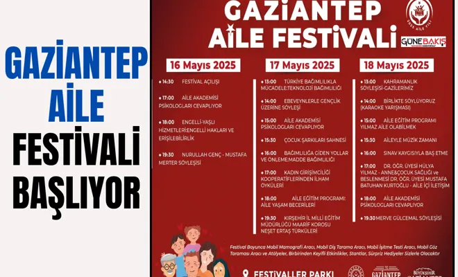 Gaziantep Aile Festivali başlıyor