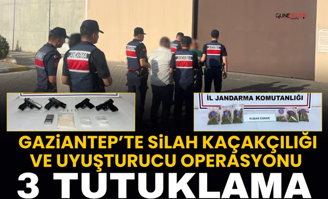 Gaziantep’te silah kaçakçılığı ve uyuşturucu operasyonu: 3 tutuklama
